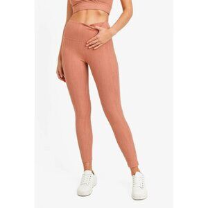 Mono B Briar High Waist Legging Size Large Orange Tactel Jacquard Lined NEW